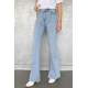 Women Ice Blue Bell Bottom Cut Jeans MG1518 - Buz mavisi