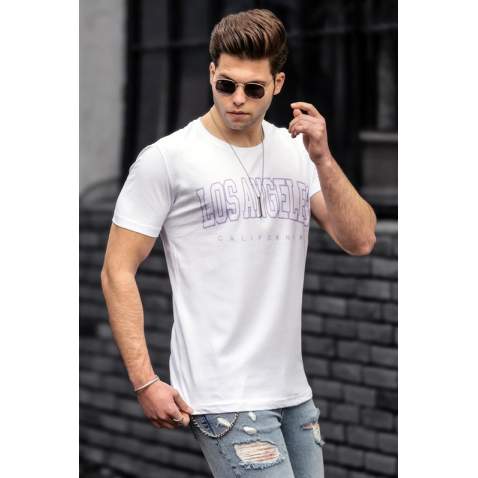 Madmext Men Printed White T-shirt 4954