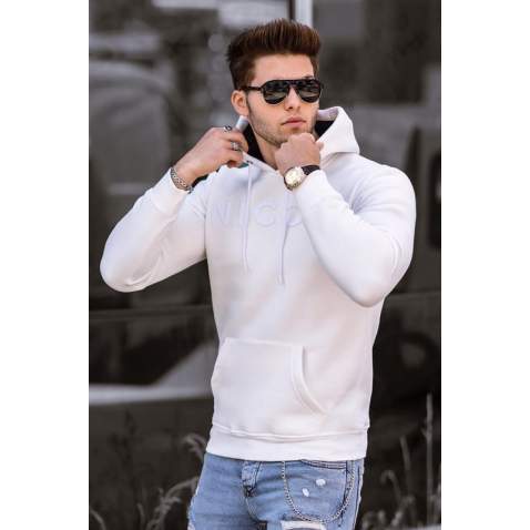 Madmext White Printed Hoodie 2849 - Beyaz