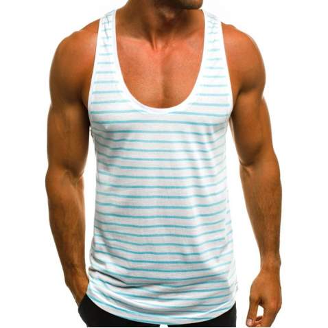 Madmext Men Striped Turquiose Vest 2571 - Turkuaz/beyaz