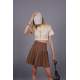 Women Basic Pleated Brown Skirt MG1484 - Kahverengi