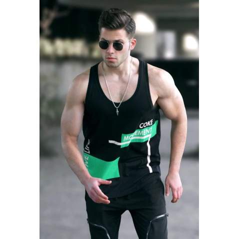 Madmext Men Printed Black Vest 5672 - Siyah