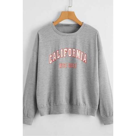 Mad Girls Gray Crew-Neck Women Sweatshirt MG789 - Gri