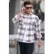 Ecru Chequered Design Plaid Shirt 5563 - Ekru