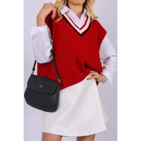 Women Striped Red Sweater - Kırmızı