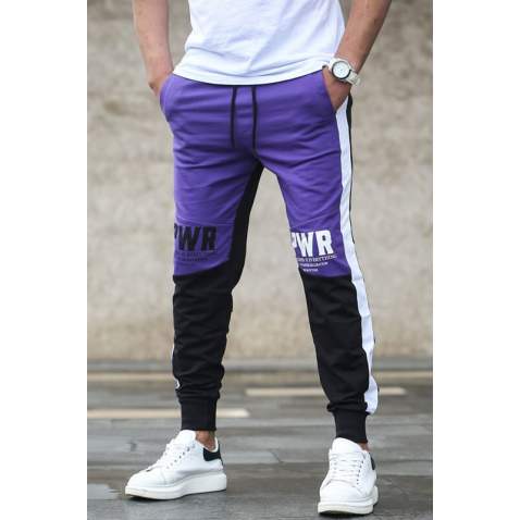 Madfmext Purple Printed Sweatpants 2904 - Mor