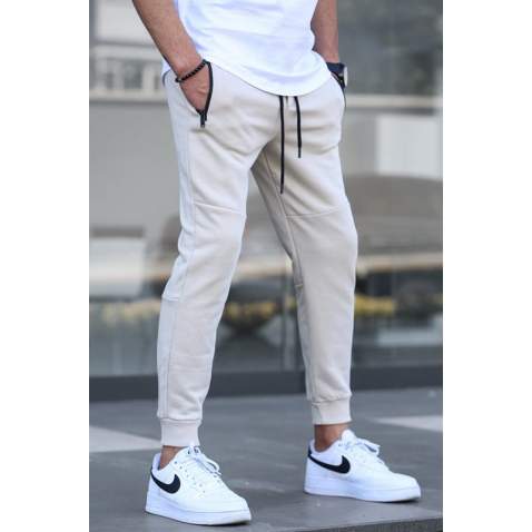 Men Beige Basic Jogger Trousers - Bej