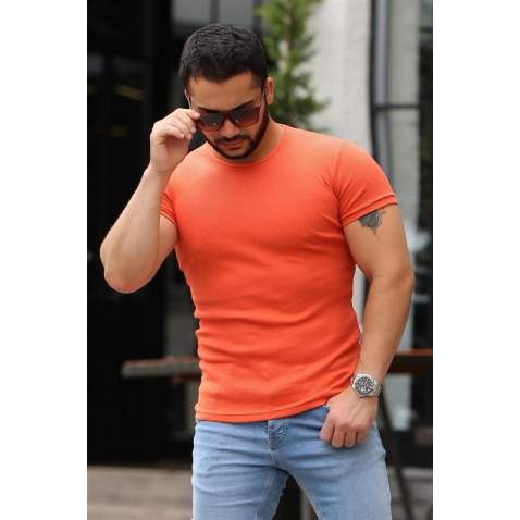 Madmext Men Basic Orange T-Shirt 4077 - Turuncu