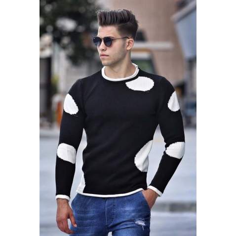 Madmext Men Crewneck Black Sweater 2660 - Siyah