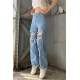 Mad Girls Straight Leg Ripped Blue Jeans Mg1152 - Mavi