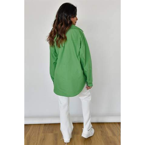 Green Oversize Basic Poplin Shirt MG1530 - Yeşil