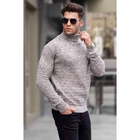 Stone Gray Knitwear Sweater 5758 - Taş rengi