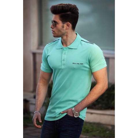 Madmext Blue Polo Shirt for Men 4858 - Turkuaz