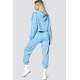 Mad Girls Blue Hooded Women Tracksuit Set MG467 - Mavi