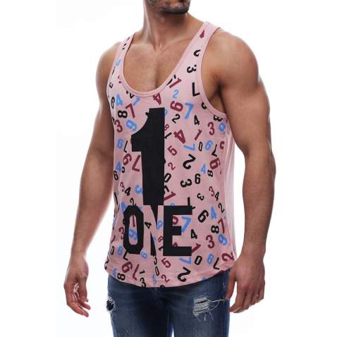 Sleeveless T-Shirt In Printed Pink 2626 - Pembe