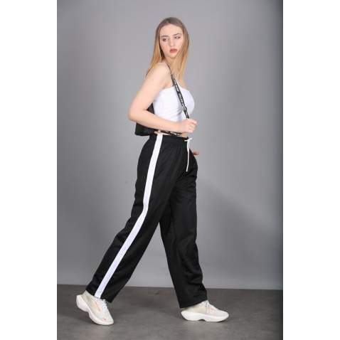 Mad Girls Black Bell Bottom Sweatpants MG1294 - Siyah