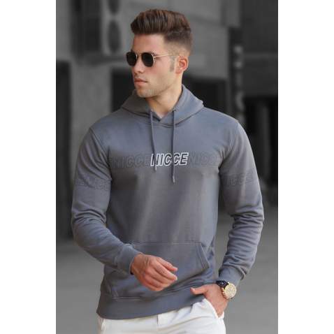 Madmext Men Printed Smoke Gray Sweatshirt 5305 - Füme