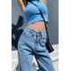 Mad Girls Blue Palazzo Jeans Mg1155 - Mavi