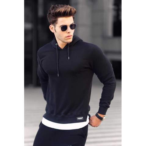 Madmext Black Basic Men's Hoodie 4696 - Siyah