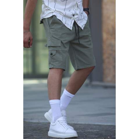 Khaki Capri Shorts with Cargo Pockets 5737 - Haki