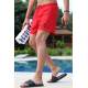 Men Basic Red Swim Shorts - Kırmızı