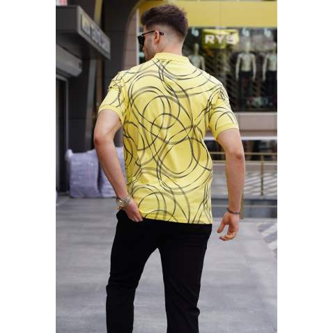 Men Designed Yellow Polo T-Shirt 5873 - Sarı