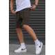 Men Basic Brown Capri Shorts - Kahverengi