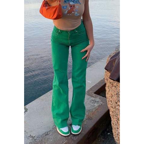 Mad Girls Green Palazzo Jeans Mg1189 - Yeşil