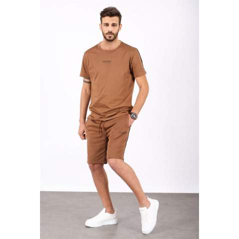 Madmext Men Oversize Brown Shorts Set 5376 - Kahverengi