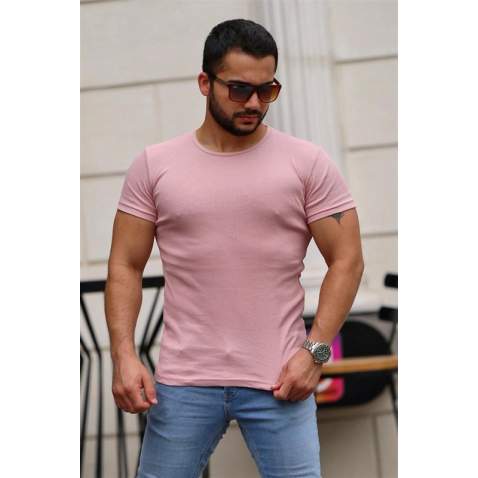 Madmext Men Basic Pink T-Shirt 4077 - Pudra