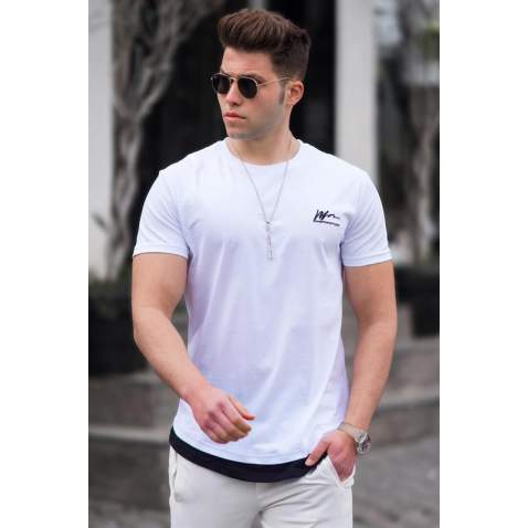 Madmext White Printed T-shirt for Men 4980 - Beyaz