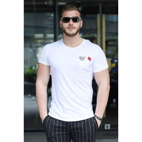 Madmext White T-shirt for Men 3037 - Beyaz