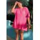 Women Printed Oversize Fuchsia T-Shirt - Pembe