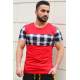 Madmext Red Plaid T-shirt for Men 3004 - Kırmızı