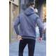 Smoke Gray Printed Hoodie Sweatshirt 6006 - Füme