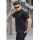 Men Striped Black Polo T-Shirt 5879 - Siyah