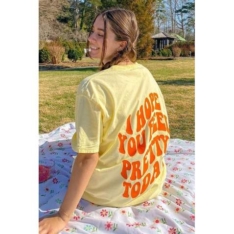 Mad Girls Printed Yellow T-shirt MG1419 - Sarı