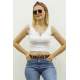 Mad Girls White Crop Top MG362 - Beyaz