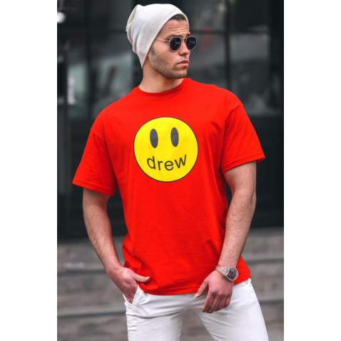 Madmext Printed Red T-shirt for Men 5206 - Kırmızı