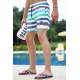 Madmext Men Striped Green Swim Shorts 2945 - Yeşil