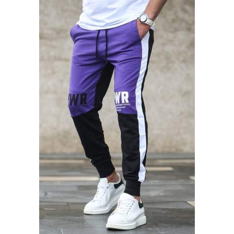 Madfmext Purple Printed Sweatpants 2904 - Mor