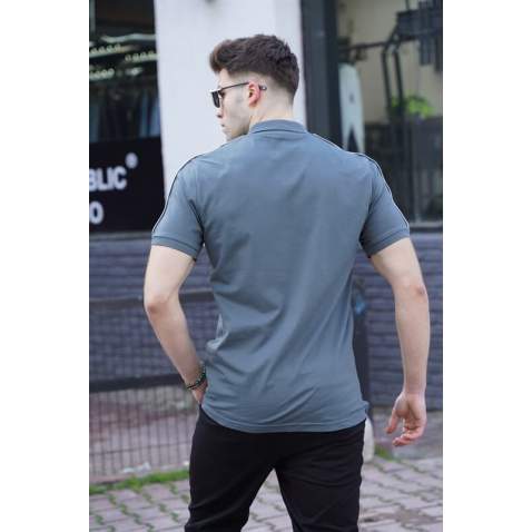 Men Smoke Gray Polo T-Shirt - Füme