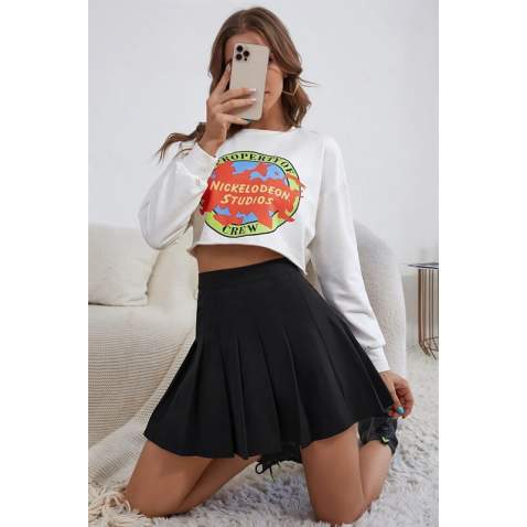 Women Black Pleated Basic Mini Skirt MG1455 - Siyah