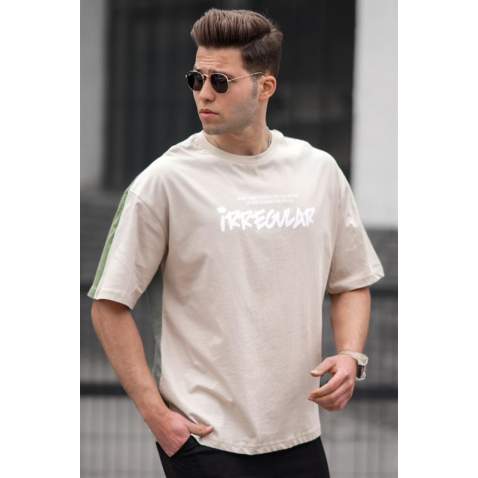 Madmext Men Oversize Beige T-shirt 5210 - Bej