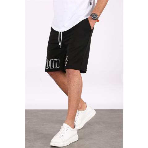 Madmext Men Printed Black Capri Shorts 5439 - Siyah