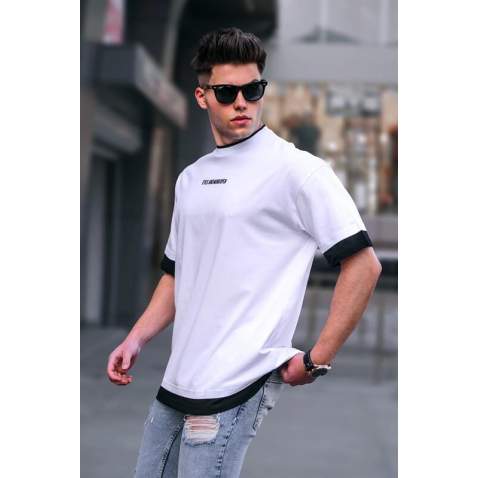 Men Basic White Oversize T-Shirt 5802 - Beyaz