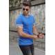 Madmext Sleeve Printed Blue T-shirt 3030 - Mavi