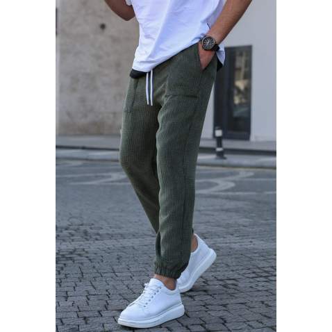 Men Khaki Velvet Sweatpants 5466 - Haki