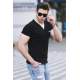 Madmext Black Button-up T-shirt for Men 4581 - Siyah