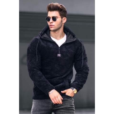 Madmext Pelush Hoodie Black Sweatshirt 4397 - Siyah